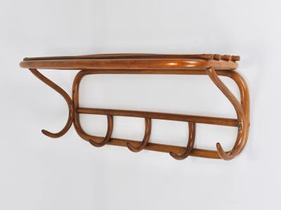 1900s Thonet Vienna Art Nouveau Secessionist Bentwood Wall Coat Rack Austria