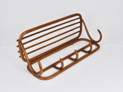 1900s Thonet Vienna Art Nouveau Secessionist Bentwood Wall Coat Rack Austria