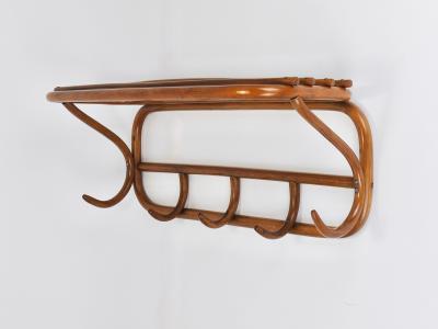 1900s Thonet Vienna Art Nouveau Secessionist Bentwood Wall Coat Rack Austria