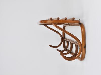1900s Thonet Vienna Art Nouveau Secessionist Bentwood Wall Coat Rack Austria