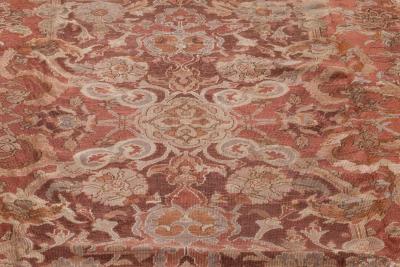 1900s Turkish Hereke Dusty Rose and Burgundy Handmade Wool Carpet