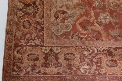 1900s Turkish Hereke Dusty Rose and Burgundy Handmade Wool Carpet