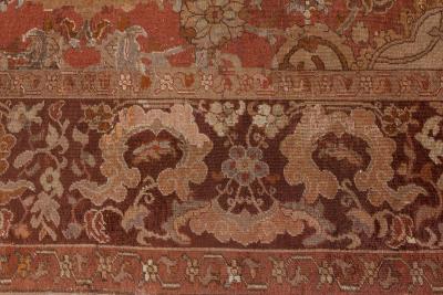 1900s Turkish Hereke Dusty Rose and Burgundy Handmade Wool Carpet