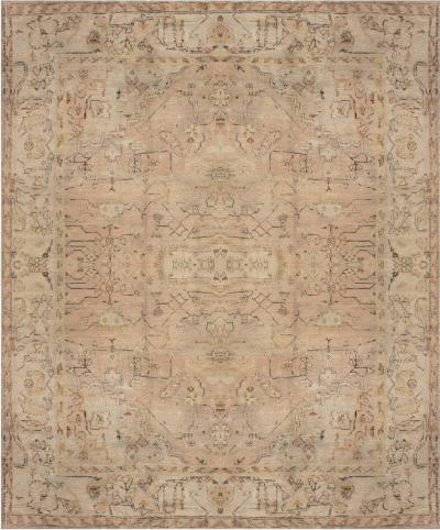1900s Turkish Oushak Light Rose Handmade Wool Rug