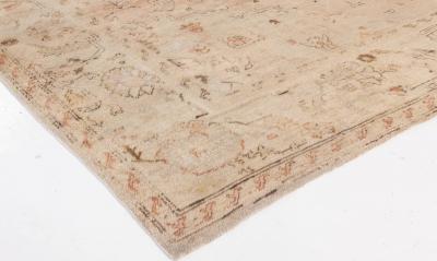 1900s Turkish Oushak Light Rose Handmade Wool Rug