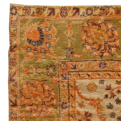 1900s Turkish Oushak Soft Camel and Orange with Floral Motifs Handwoven Wool Rug