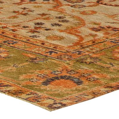 1900s Turkish Oushak Soft Camel and Orange with Floral Motifs Handwoven Wool Rug