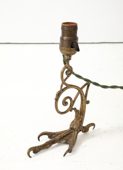 1900s bronze eagle claws table lamp