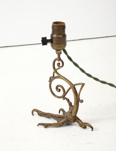 1900s bronze eagle claws table lamp