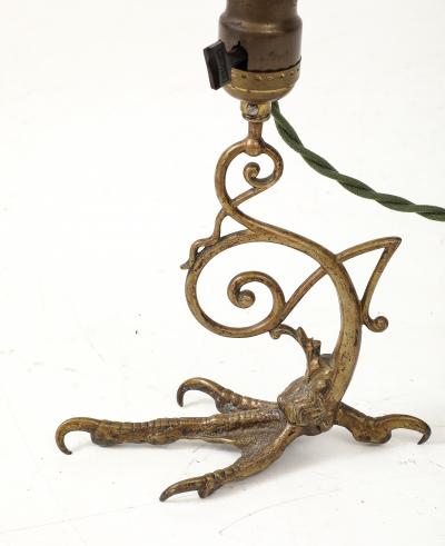 1900s bronze eagle claws table lamp