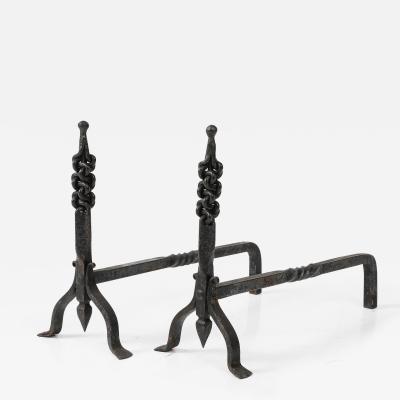 1900s wrought iron andiron