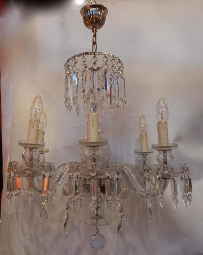 1920 1940 Boh mian or Baccarat Crystal Chandelier 6 Arms