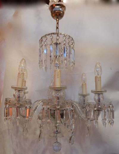 1920 1940 Boh mian or Baccarat Crystal Chandelier 6 Arms