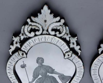 1920 1940 Pair of Mirrors with Elegant Women