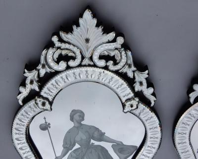 1920 1940 Pair of Mirrors with Elegant Women