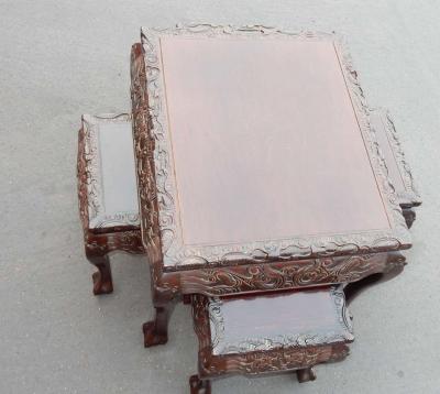 1920 1950 Play Table Mahjong China and Its Four Stools Palissandre