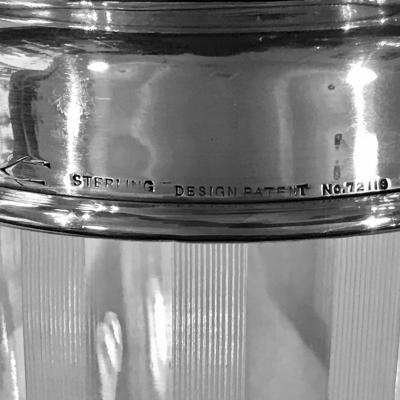 1920s Art Deco Sterling and Etched Crystal Cocktail Shaker