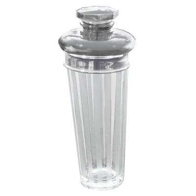 1920s Art Deco Sterling and Etched Crystal Cocktail Shaker