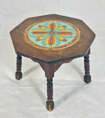 1920s California Spanish Revival Tile Top Octagonal Side Table