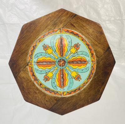 1920s California Spanish Revival Tile Top Octagonal Side Table