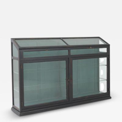 1920s French Black Patinated Wooden Vitrine