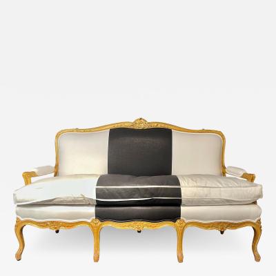 1920s French Settee Sofa or Canape One of Two in Gilt Wood Polished Cotton