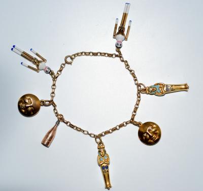 1920s Gold and Enamel Charm Bracelet