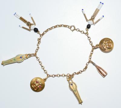 1920s Gold and Enamel Charm Bracelet