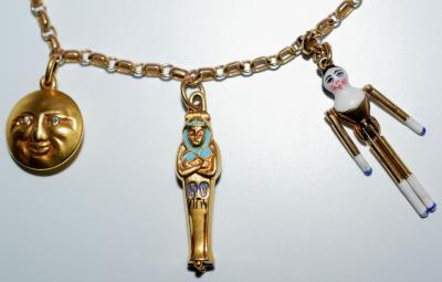 1920s Gold and Enamel Charm Bracelet