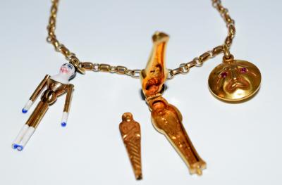 1920s Gold and Enamel Charm Bracelet