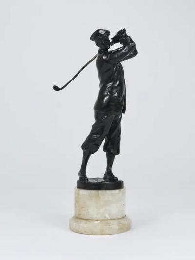 1920s Golf Player Harry Vardon Bronze Statue Richard Thuss Argentor Vienna