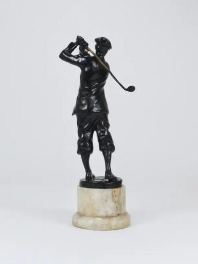 1920s Golf Player Harry Vardon Bronze Statue Richard Thuss Argentor Vienna