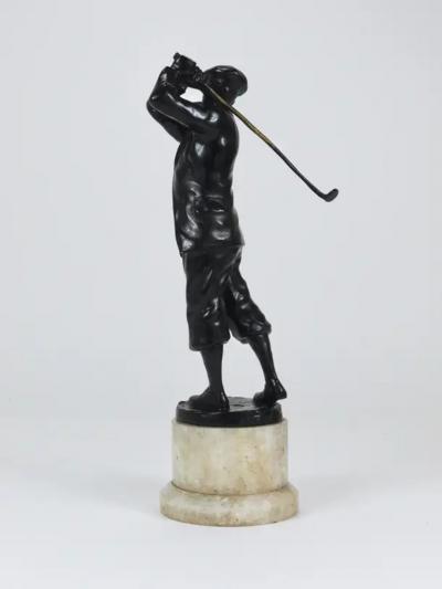 1920s Golf Player Harry Vardon Bronze Statue Richard Thuss Argentor Vienna