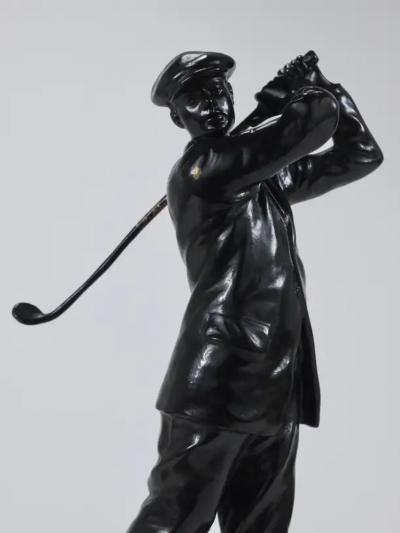 1920s Golf Player Harry Vardon Bronze Statue Richard Thuss Argentor Vienna