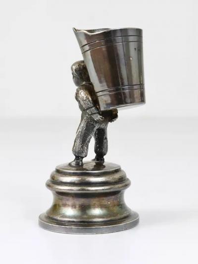 1920s Moritz Hacker Boy at Grape Harvest in Vineyard Silver Toothpick Holder