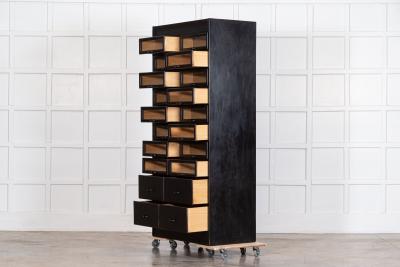 1920s Painted Haberdashery Cabinet with Glass Drawers