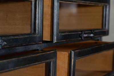 1920s Painted Haberdashery Cabinet with Glass Drawers