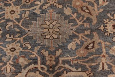 1920s Persian Sultanabad Handwoven Wool Rug in Beige Gray and Brown