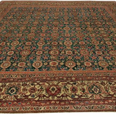 1920s Persian Sultanabad Red Brown and Beige Handwoven Wool Rug