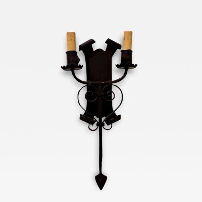 1920s Style Spanish Colonial Wrought Iron Wall Light Sconce