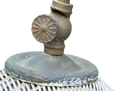 1920s WHITE WICKER BRASS BRIDGE FLOOR LAMP