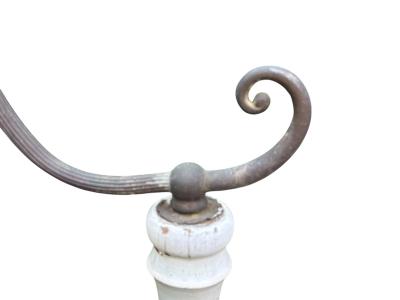 1920s WHITE WICKER BRASS BRIDGE FLOOR LAMP
