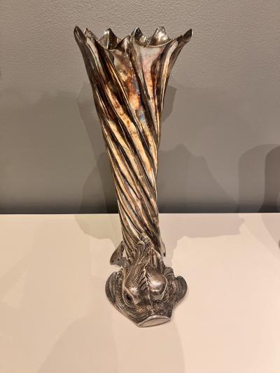 1920s horn of abundance silver plated vase