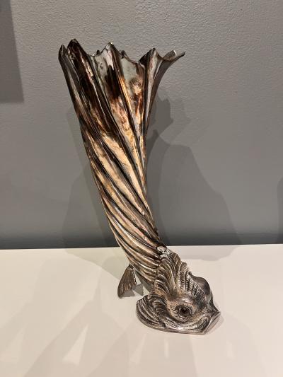 1920s horn of abundance silver plated vase