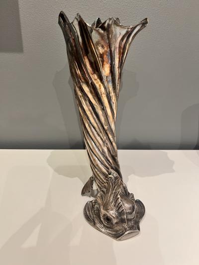 1920s horn of abundance silver plated vase