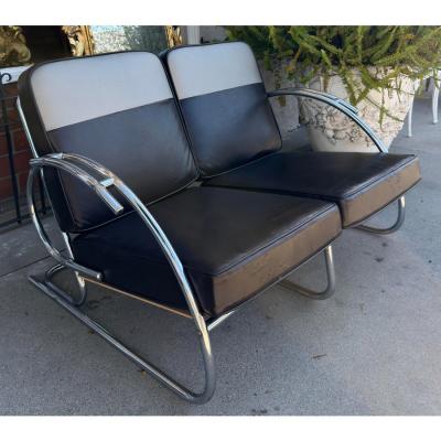 1925 Art Deco Paris Expo Machine Age Modernist Streamline Bench