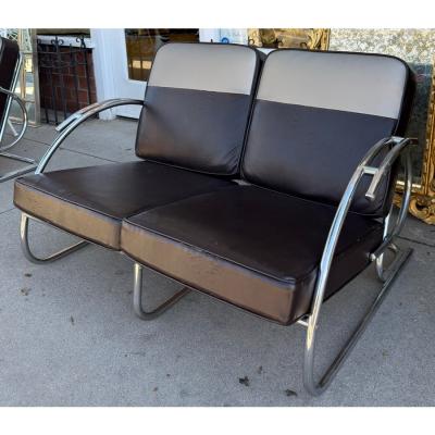 1925 Art Deco Paris Expo Machine Age Modernist Streamline Bench