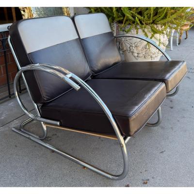 1925 Art Deco Paris Expo Machine Age Modernist Streamline Bench