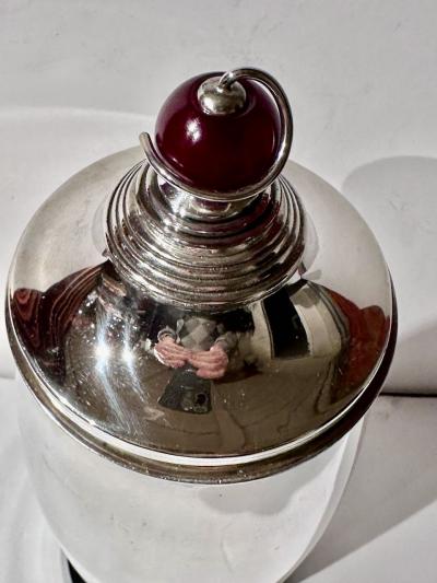 1927 Meriden International Silver Cocktail Shaker Amber Ball Top Art Deco