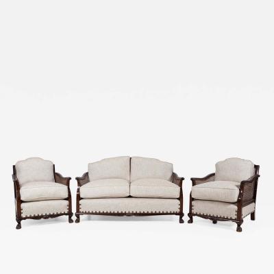 1930 s English Mahogany Bergere Suite